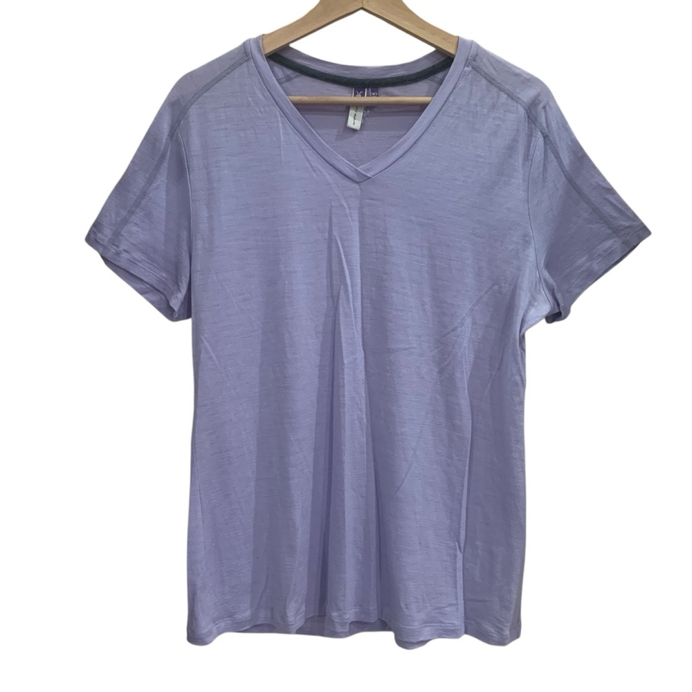 Ibex 100% Merino Wool Short Sleeved V-neck T-shirt sz XL in Lilac